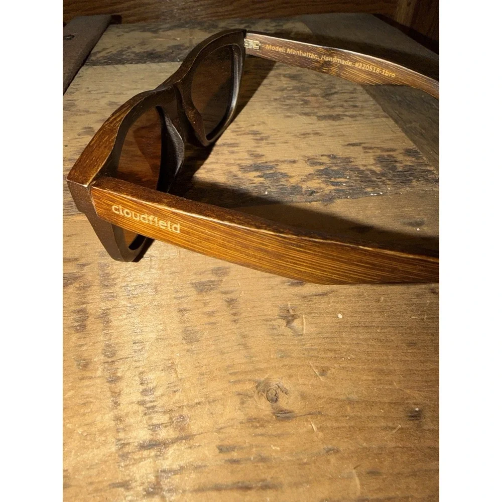 Cloudfield Manhattan Wood Frame Sunglasses Unisex Handcrafted‎ Brown